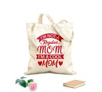 AILOONG Customizable pattern canvas bags i am not a regular mom i am a cool mom typography mothers day design 340g/m² thick fabric Matches clothing