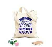 AILOONG Customizable pattern canvas bags i am not a regular mom i am a cool mom typography mothers day design 340g/m² thick fabric Matches clothing
