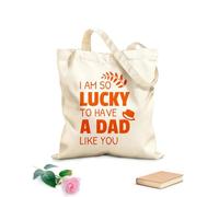 AILOONG Customizable pattern canvas bags i am so lucky to have a dad like you fathers day quote in 340g/m² thick fabric Matches clothing
