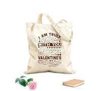 AILOONG Customizable pattern canvas bags i am truly in love with you happy valentine day typography valentine day design 340g/m² thick fabric Matches clothing