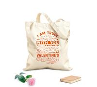 AILOONG Customizable pattern canvas bags i am truly in love with you happy valentine day typography valentine day design 340g/m² thick fabric Matches clothing