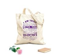 AILOONG Customizable pattern canvas bags i am truly in love with you happy valentine day typography valentine day design 340g/m² thick fabric Matches clothing