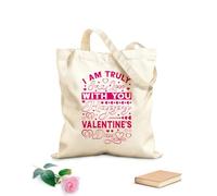 AILOONG Customizable pattern canvas bags i am truly in love with you happy valentine day typography valentine day design 340g/m² thick fabric Matches clothing