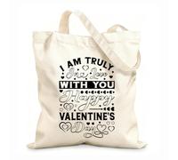 AILOONG Customizable pattern canvas bags i am truly in love with you happy valentine day typography valentine day design 12 oz thick fabric Matches clothing 35x40cm Large