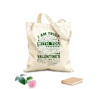 AILOONG Customizable pattern canvas bags i am truly in love with you happy valentine day typography valentine day design 340g/m² thick fabric Matches clothing