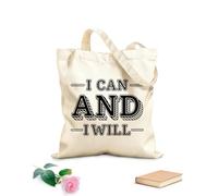 AILOONG Customizable pattern canvas bags i can and i will motivational quote 12 oz thick fabric Matches clothing 31x36cm Medium