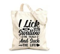 AILOONG Customizable pattern canvas bags i lick the salt swallow the tigala and suck the life 12 oz thick fabric Matches clothing 25x30cm Small