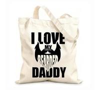 AILOONG Customizable pattern canvas bags i love my bearded daddy father day quotes 12 oz thick fabric Matches clothing 35x40cm Large
