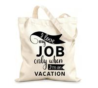 AILOONG Customizable pattern canvas bags i love my job only when i'm on vacation hand lettering quote typography 12 oz thick fabric Matches clothing 25x30cm Small
