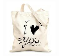 AILOONG Customizable pattern canvas bags i love you doodle quotes with hand drawn cartoon style 12 oz thick fabric Matches clothing 25x30cm Small