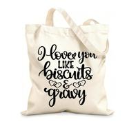 AILOONG Customizable pattern canvas bags i love you like biscuit's and gravy heart valentines day love be mine holiday 12 oz thick fabric Matches clothing 35x40cm Large