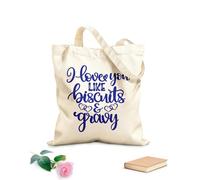 AILOONG Customizable pattern canvas bags i love you like biscuit's and gravy heart valentines day love be mine holiday 340g/m² thick fabric Matches clothing