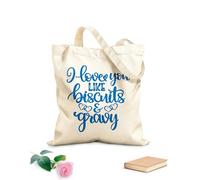 AILOONG Customizable pattern canvas bags i love you like biscuit's and gravy heart valentines day love be mine holiday 340g/m² thick fabric Matches clothing