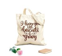 AILOONG Customizable pattern canvas bags i love you like biscuit's and gravy heart valentines day love be mine holiday 340g/m² thick fabric Matches clothing