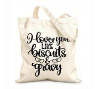 AILOONG Customizable pattern canvas bags i love you like biscuit's and gravy heart valentines day love be mine holiday 12 oz thick fabric Matches clothing 25x30cm Small