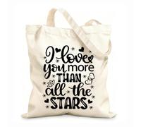 AILOONG Customizable pattern canvas bags i love you more than all the stars heart valentines day love be mine holiday 12 oz thick fabric Matches clothing 35x40cm Large