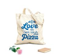 AILOONG Customizable pattern canvas bags i love you more than pizza about pizza typography lettering quotes 340g/m² thick fabric Matches clothing