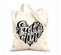 AILOONG Customizable pattern canvas bags I love you Portuguese European Union te amo calligraphy font 12 oz thick fabric Matches clothing 25x30cm Small