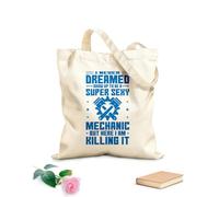 AILOONG Customizable pattern canvas bags I never dreamed of growing up to be a super sexy mechanic 340g/m² thick fabric Matches clothing