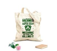 AILOONG Customizable pattern canvas bags I never dreamed of growing up to be a super sexy mechanic 340g/m² thick fabric Matches clothing