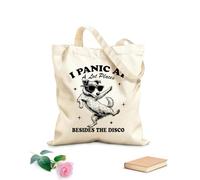 AILOONG Customizable pattern canvas bags I panic in many places except Disco Dog 12 oz thick fabric Matches clothing 35x40cm Large