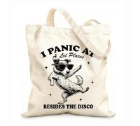 AILOONG Customizable pattern canvas bags I panic in many places except Disco Dog 12 oz thick fabric Matches clothing 31x36cm Medium