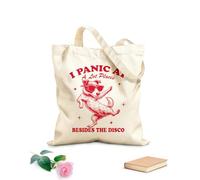 AILOONG Customizable pattern canvas bags I panic in many places except Disco Dog 340g/m² thick fabric Matches clothing