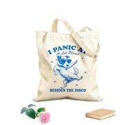 AILOONG Customizable pattern canvas bags I panic in many places except Disco Dog 340g/m² thick fabric Matches clothing