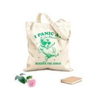 AILOONG Customizable pattern canvas bags I panic in many places except Disco Dog 340g/m² thick fabric Matches clothing