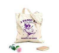 AILOONG Customizable pattern canvas bags I panic in many places except Disco Dog 340g/m² thick fabric Matches clothing