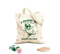 AILOONG Customizable pattern canvas bags I panic in many places except Disco Dog 340g/m² thick fabric Matches clothing