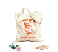 AILOONG Customizable pattern canvas bags I panic in many places except Disco Dog 340g/m² thick fabric Matches clothing