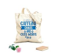 AILOONG Customizable pattern canvas bags i run on caffeine chaos and cuss words coffee lover design 340g/m² thick fabric Matches clothing