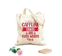 AILOONG Customizable pattern canvas bags i run on caffeine chaos and cuss words coffee lover design 340g/m² thick fabric Matches clothing
