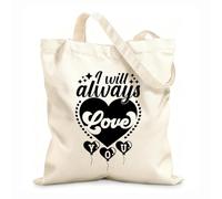 AILOONG Customizable pattern canvas bags i will always love you valentines day hand drawn heart vintage quotes print ready 12 oz thick fabric Matches clothing 31x36cm Medium