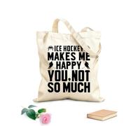 AILOONG Customizable pattern canvas bags ice hockey graphic ice hockey makes me happy you not so much 12 oz thick fabric Matches clothing 35x40cm Large