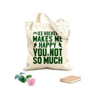 AILOONG Customizable pattern canvas bags ice hockey graphic ice hockey makes me happy you not so much 340g/m² thick fabric Matches clothing