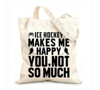 AILOONG Customizable pattern canvas bags ice hockey graphic ice hockey makes me happy you not so much 12 oz thick fabric Matches clothing 35x40cm Large