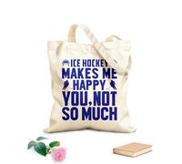 AILOONG Customizable pattern canvas bags ice hockey graphic ice hockey makes me happy you not so much 340g/m² thick fabric Matches clothing