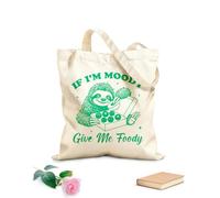 AILOONG Customizable pattern canvas bags if i'm moody give me foody sloth hilarious typography funny animal vintage sloth 340g/m² thick fabric Matches clothing