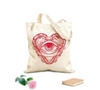 AILOONG Customizable pattern canvas bags illustration of heart ornament with all seeing eye of god hand drawn 340g/m² thick fabric Matches clothing