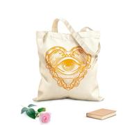 AILOONG Customizable pattern canvas bags illustration of heart ornament with all seeing eye of god hand drawn 340g/m² thick fabric Matches clothing