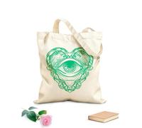 AILOONG Customizable pattern canvas bags illustration of heart ornament with all seeing eye of god hand drawn 340g/m² thick fabric Matches clothing