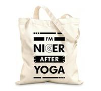 AILOONG Customizable pattern canvas bags i'm nicer after yoga modern yoga exercise meditation gym typography 12 oz thick fabric Matches clothing 35x40cm Large