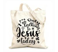 AILOONG Customizable pattern canvas bags i'm only talking to jesus today 12 oz thick fabric Matches clothing 25x30cm Small
