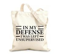 AILOONG Customizable pattern canvas bags in my defense i was left unsupervised typography perfect 12 oz thick fabric Matches clothing 35x40cm Large