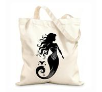 AILOONG Customizable pattern canvas bags inkwell mermaid logo icon design eternal elegance mermaid emblem 12 oz thick fabric Matches clothing 25x30cm Small