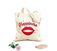 AILOONG Customizable pattern canvas bags inspirational positivity and happiness designs with lips and motivational words 340g/m² thick fabric Matches clothing