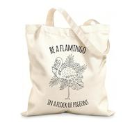 AILOONG Customizable pattern canvas bags inspirational quote and hand drawn flamingo 12 oz thick fabric Matches clothing 25x30cm Small