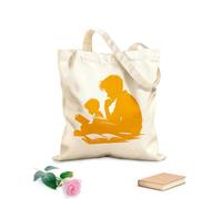 AILOONG Customizable pattern canvas bags inspiring children reading together silhouette 340g/m² thick fabric Matches clothing